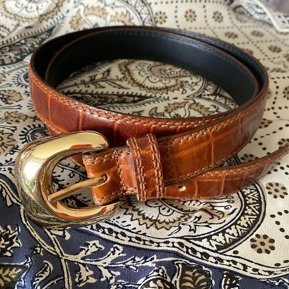 Liz Claiborne brown embossed belt 31.5-35.5” - Picture 1 of 4